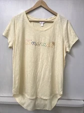 LC Lauren Conrad Yellow Limonada Embroidered T-Shirt Size L Large