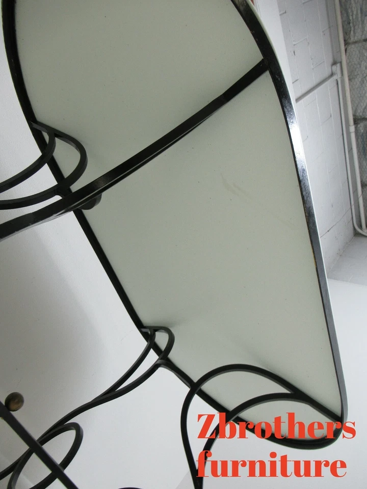 VTG French Regency Wrought Iron Dining Room Table Milk Glass Top Coleman Kalick - Image 2 of 2