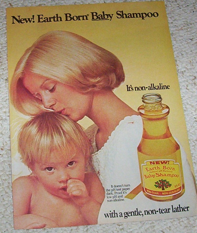 1976 print ad - Earth Born baby hair mother family blonde shampoo Advertising