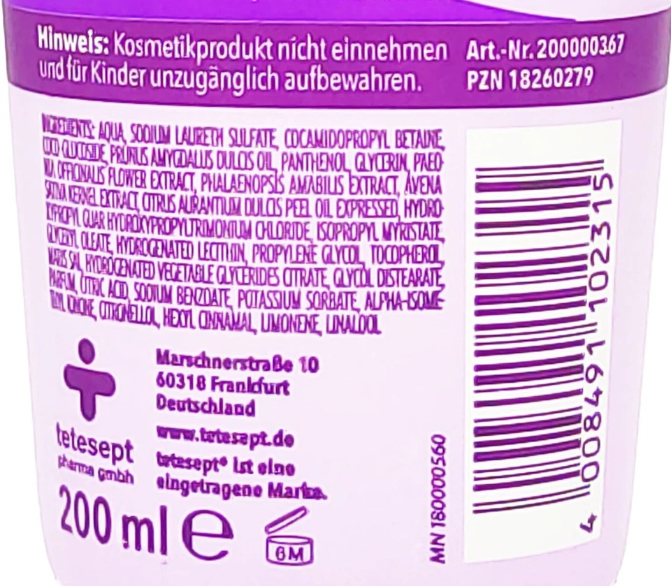 tetesept Duschgel FEELING BEAUTIFUL 200ml Pfingstrose Orchidee zart cremig - Bild 3 von 3