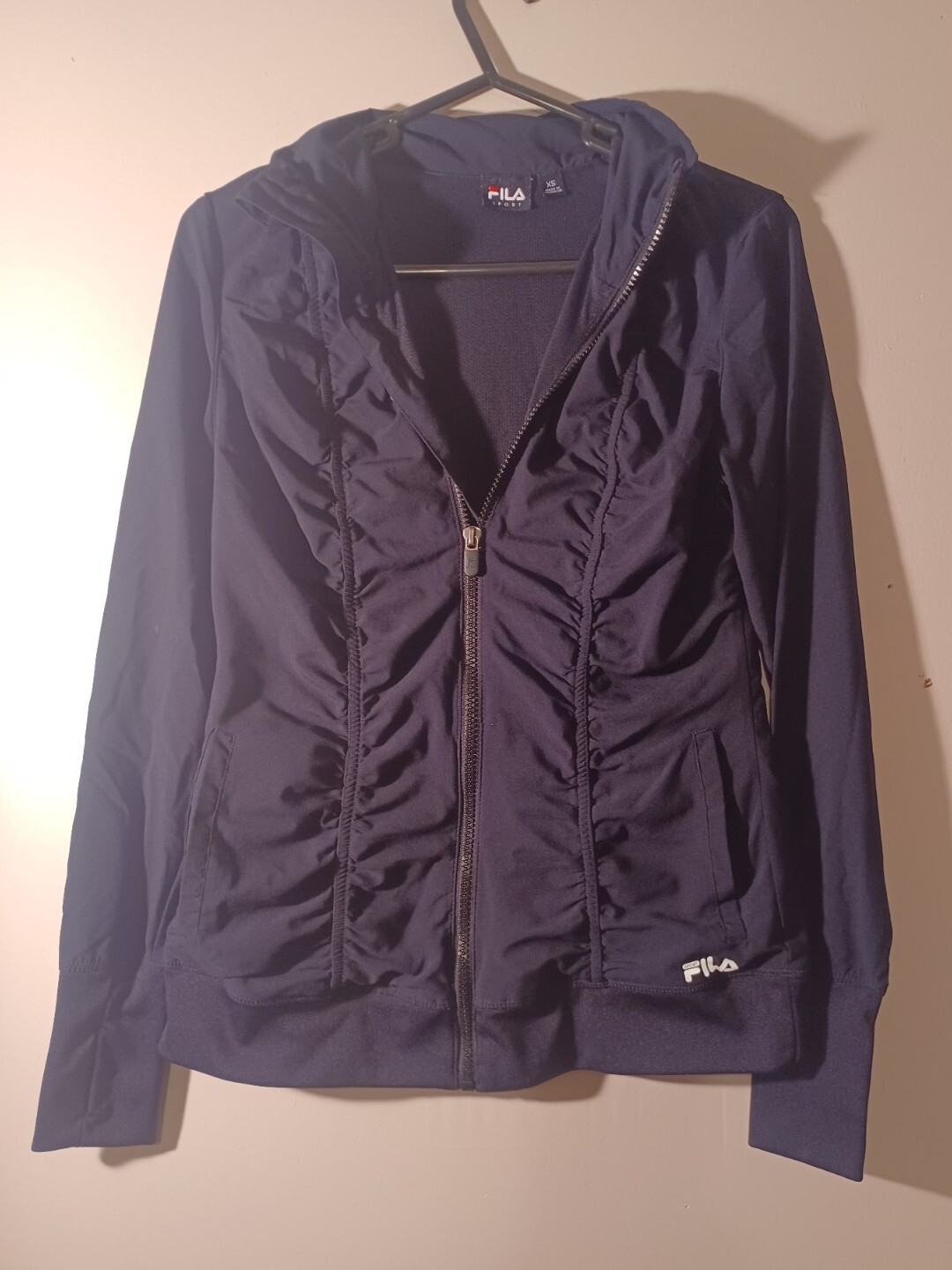 FILA Giacca Atletica Donna Frangivento Umidità Malvagante Nero Cerniera Taglia XS Small