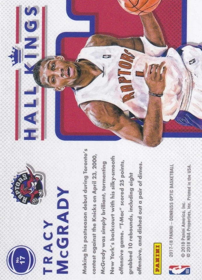 Insertos Optic Hall Kings 2017-18 Tracy McGrady Toronto Raptors - C4731 Foto 2 de 2