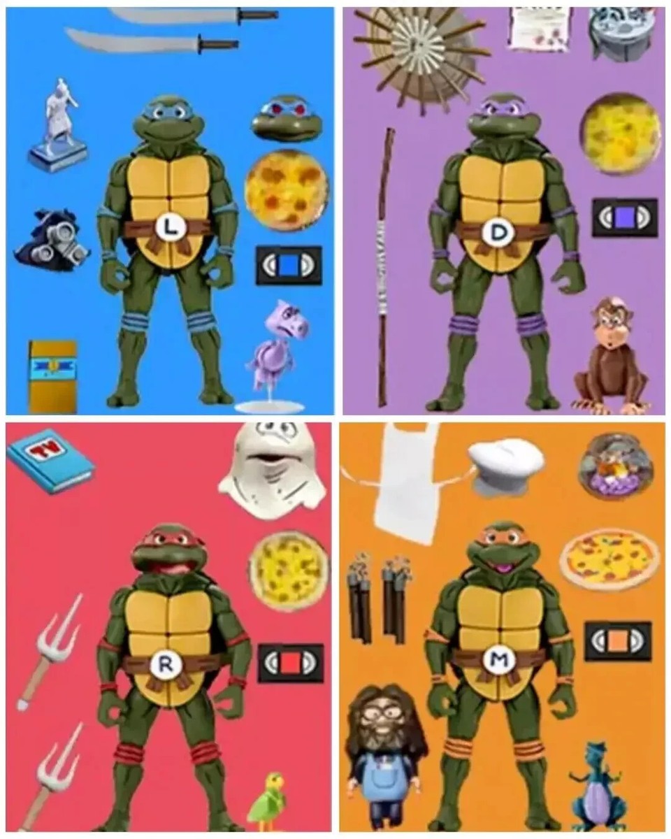 NECA TMNT Pizza Club Actionfiguren – Leonardo, Michelangelo, Raphael, Donatello, 1:10 NECA TMNT Pizza Club Actionfiguren – Leonardo, Michelangelo, Raphael, Donatello, 1:10