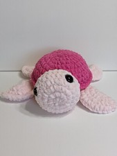 JUMBO Pink Beach Sea Turtle - Crochet Stuffed Yarn Plushie - Handmade