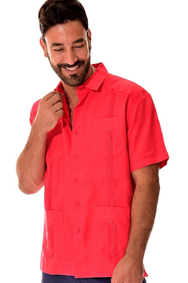 Bohio Men's 100% Linen Guayabera Shirt - Classic Short Sleeve, 4 Pockets, Traditional Cuban Style (Size 8) - View #4
