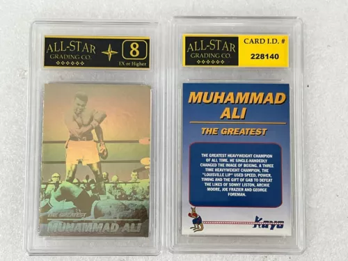 1991 KAYO Boxing Muhammad Ali Gold Hologram Card Graded ASG 8 EX A1