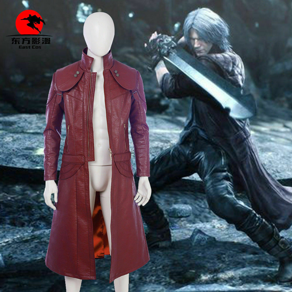DFYM Devil May Cry V 5 Dante DMC 5 Cosplay Leather Long Jacket Coat Unisex image 6