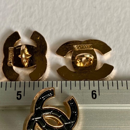 Set 5 Knöpfe Chanel CC Ersatzknöpfe 20x16 mm Metall Knöpfe Knopf Logo Gestempelt - Bild 7 von 7