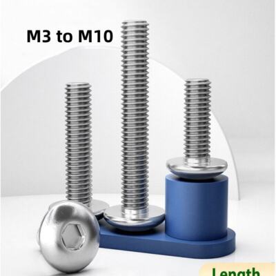 M3 to M10 Big Pan Head Screws A2 Stainless Steel Hex Socket Key Allen Screw Bolt