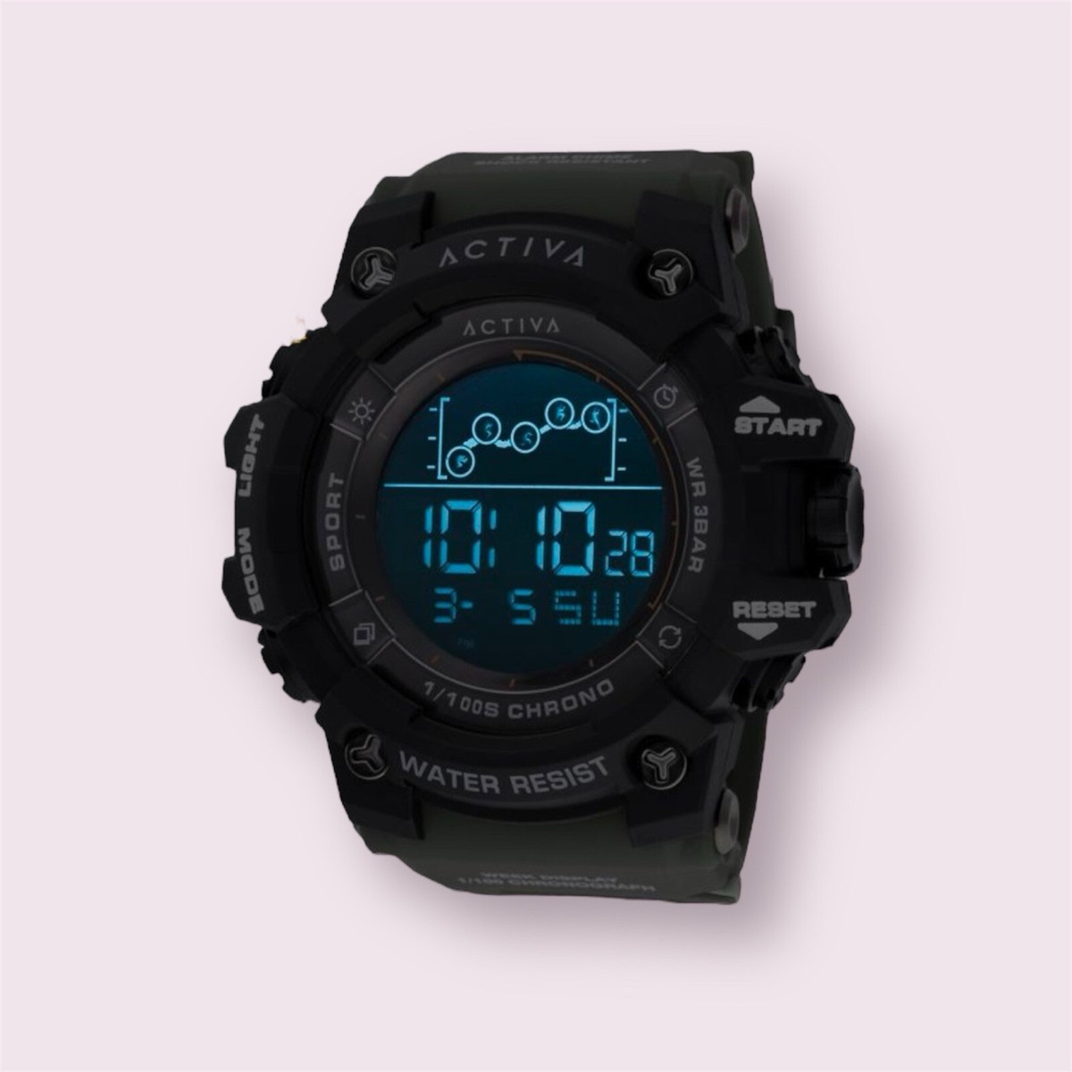 アムウェイ Activa Summit X Invicta Men's 50mm Digital Watch Green Silicone