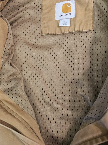 Carhartt Giacca Uomo XL Frontier Cotone Tela Full Zip Cappuccio J298FRB Logo Tan - Foto 12 di 18