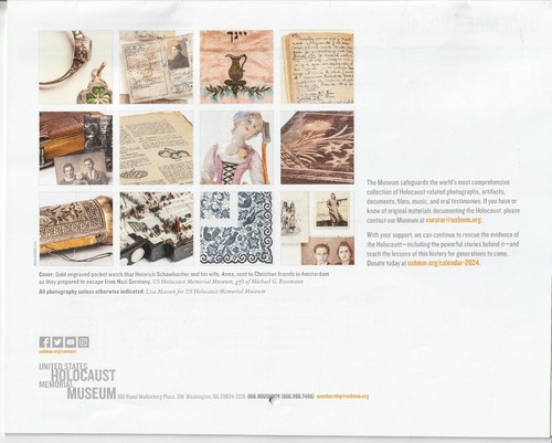U.S. Holocaust Memorial Museum ~ 2023 member's Calendar - 12 months w/ envelope+ - Picture 3 of 19