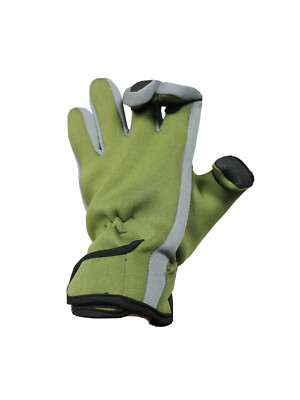 MOB Neoprene Fishing & Hunting Gloves – Khaki Green, Folding Fingers, Waterproof