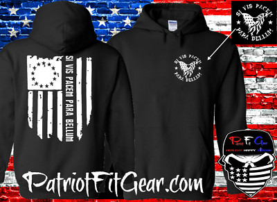 Hoodie,Si Vis Pacem Para Bellum,Eagle,Gun Rights,Molon Labe,Gildan Black Hoodie,