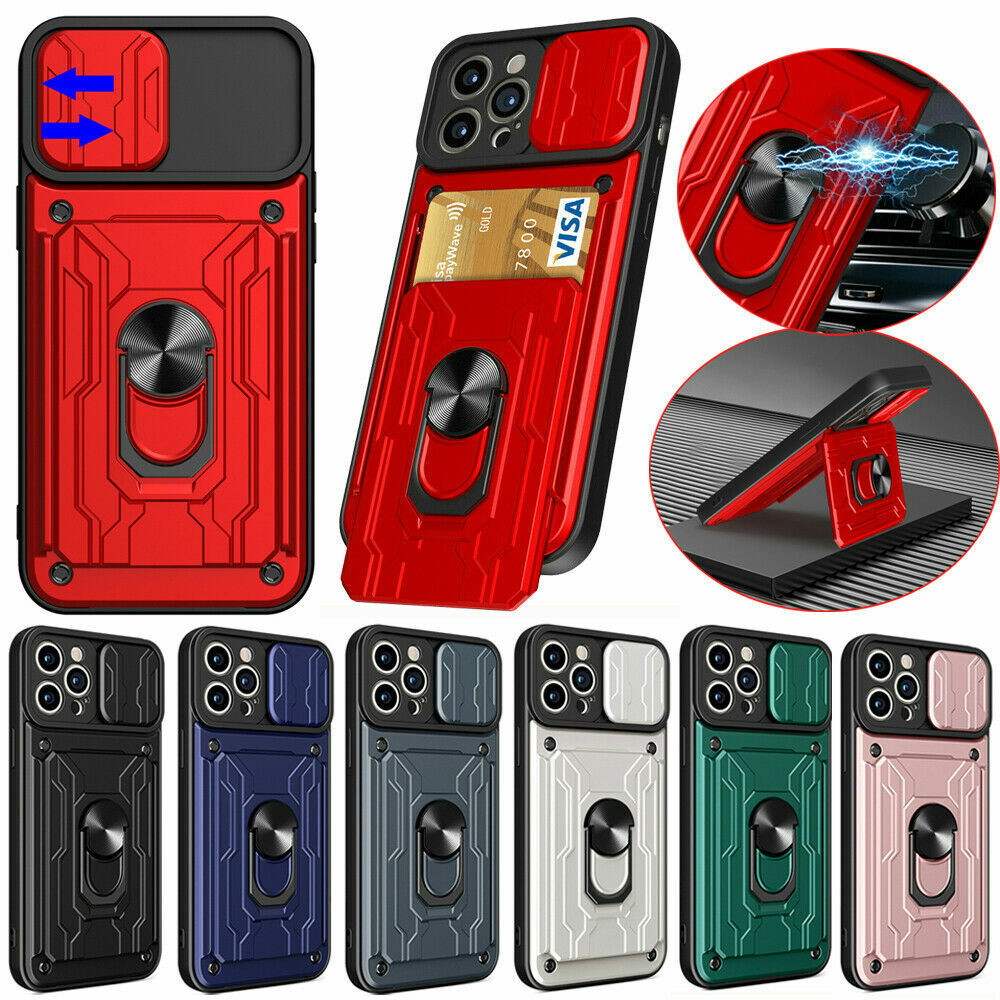 Shockproof Armor Card Holder Phone Case for iPhone 14 13 12 11 XR XS 8 7-image
