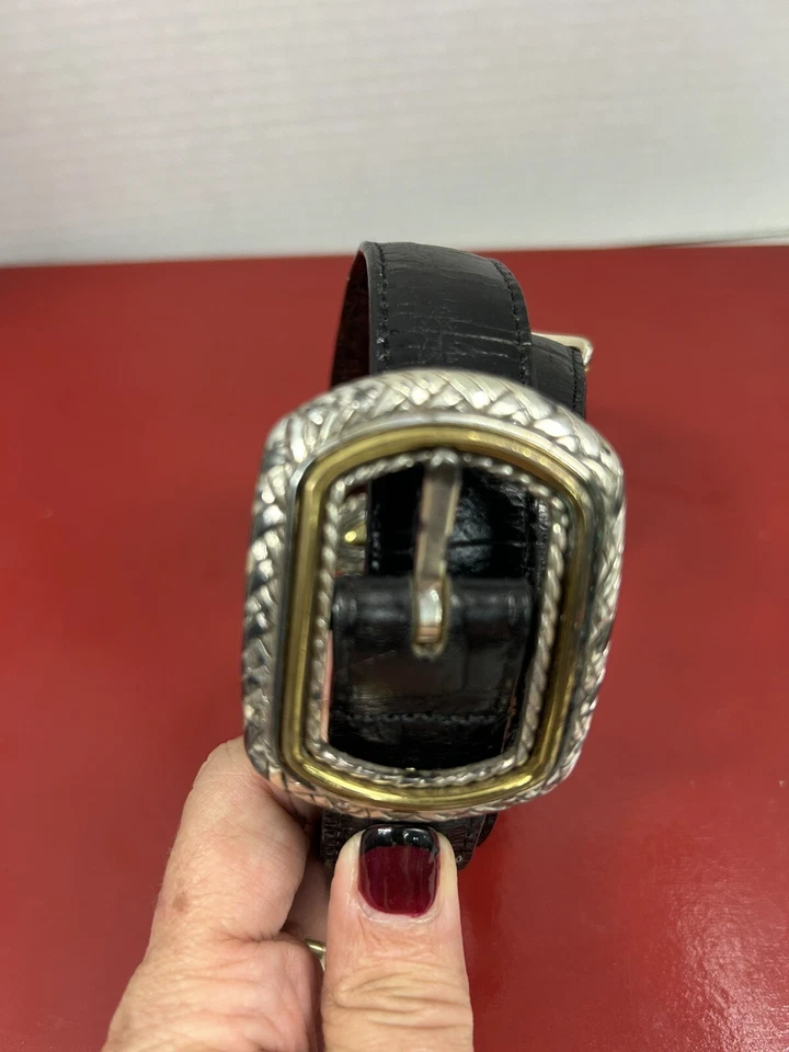 Cinto reversível Brighton Marcus dois tons preto e marrom tamanho P 28 40210 33,5" - Imagem 2 de 4