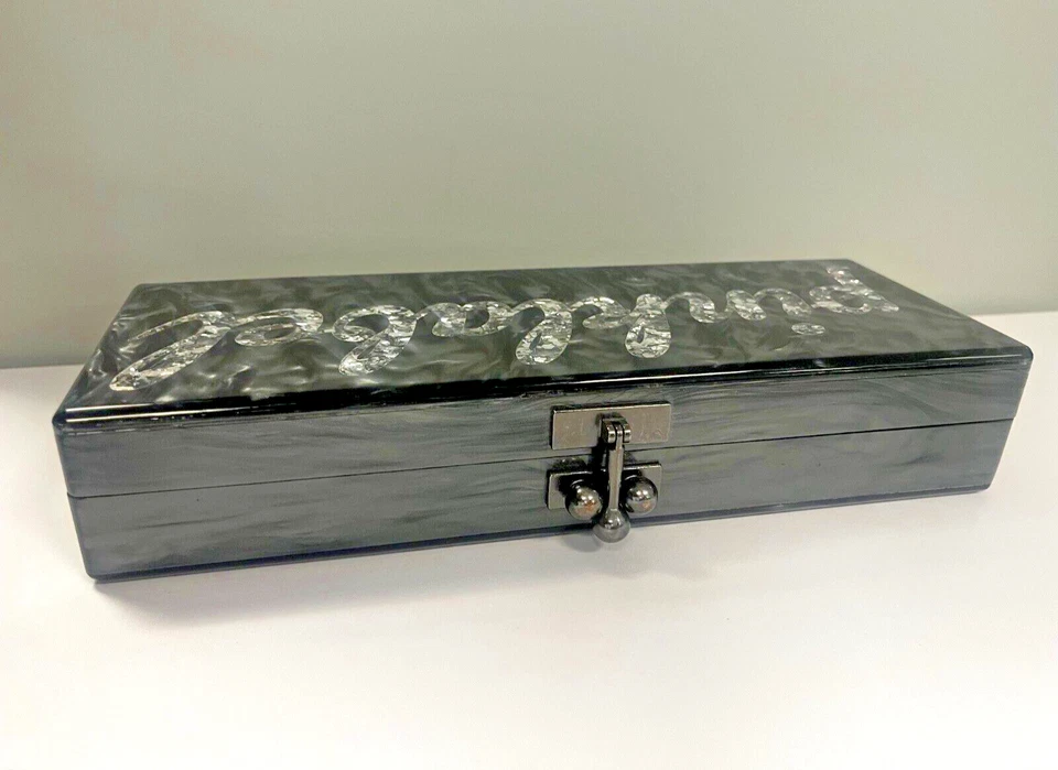 EDIE PARKER SLIM FLAVIA MOP BRILLO 'PINKLABEL' ACRÍLICO CAJA CLUTCH NEGRO/SLVR Foto 2 de 4