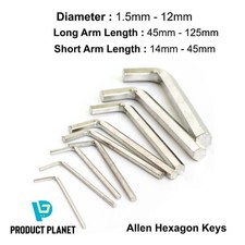Allen Key Set Metric – Hex Wrenches 1.5 to 12mm L-Shaped Hexagonal Keys