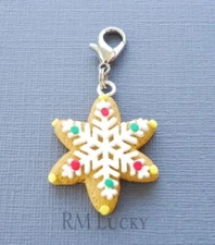 Christmas Snowflake Cookie Clip On Charm Pendant Lobster Clasp C123