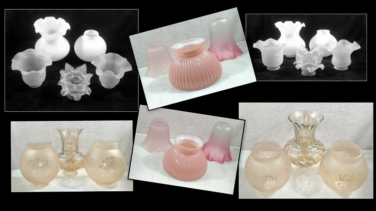 ANTIQUE VINTAGE GLASS LAMP LIGHT SCONCE OIL LAMP SHADES PINK