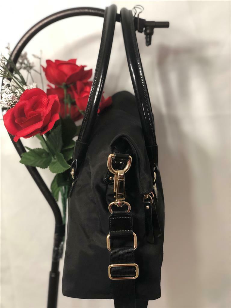 Kate Spade NY Black Nylon Patent Leather Carmen Shoulder Crossbody Bag  #WKRU1572