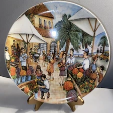 Effetti D'Arte Dinner Plate "MARKET"  Scene ~Made In Italy 11”