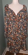 Shein Curve Flower Dress Size 3X Blue Orange