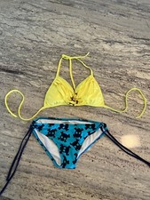 Skulls Bikini Set Blue And Yellow Adjustable