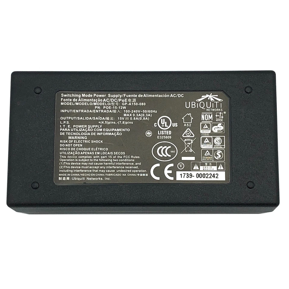 Genuine Ubiquiti GP-A150-080 Power Supply UBI-POE-15-8 PoE Injector 15V 0.8A OEM - Image 2 of 4