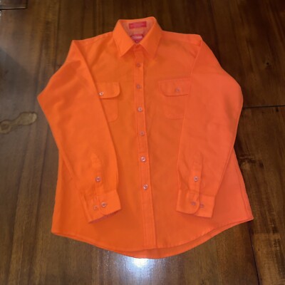 Vintage Coleman Shirt Long Sleeve Med Neon Orange
