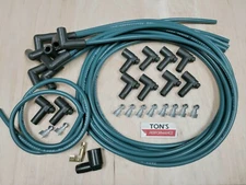Ton's 90 Deg 8mm Dark Green Spark Plug Wires Universal Chevy GM HEI distributor