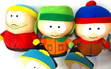 Set of 3 South Park Plush Toys: Cartman, Stan, Kyle 6 inch each. New