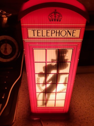 Vintage 1980s Pink Panther Red Telephone Box Light Lamp Working Order - Picture 7 of 13