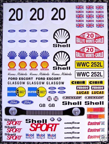 10th scale RC Escort Mk1 classic Hannu Mikkola Rally stickers decal