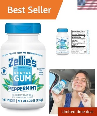 Zellie's Dental Health Peppermint Gum - , Kosher, No Aspartame 100 Count