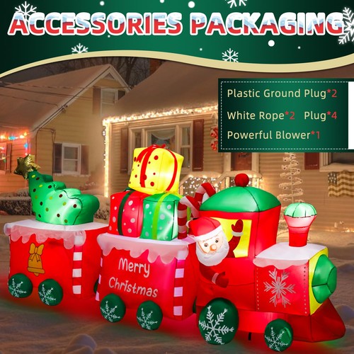 10 FT Christmas Inflatables Train with Santa Claus Christmas Trees Built-in L... - Picture 7 of 7