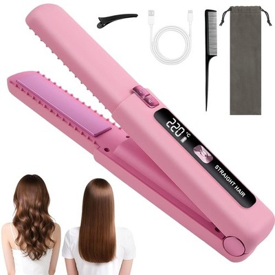 2 in 1 Glätteisen Haarglätteisen Kabellos Haarglätter Lockenstab 6 Temperaturen