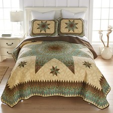 Donna Sharp Sea Breeze Star Patchwork Country Cottage King 3 PC Quilt Set