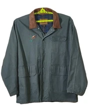 International Denim Chore Coat Lodan w Leather Collar Embroidery & Silk Screened