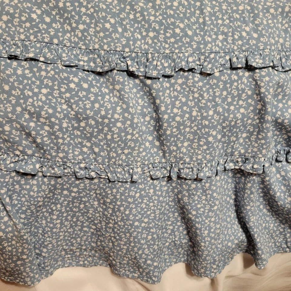 Vestido Beach Lunch Lounge Azul Floral Con Botones Talla XL Foto 3 de 4