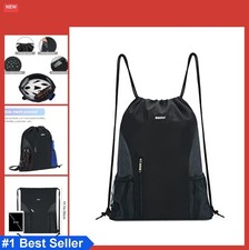 Drawstring Backpack 15x17 Inch Water Resistant Polyester Gym Sackpack With Mesh