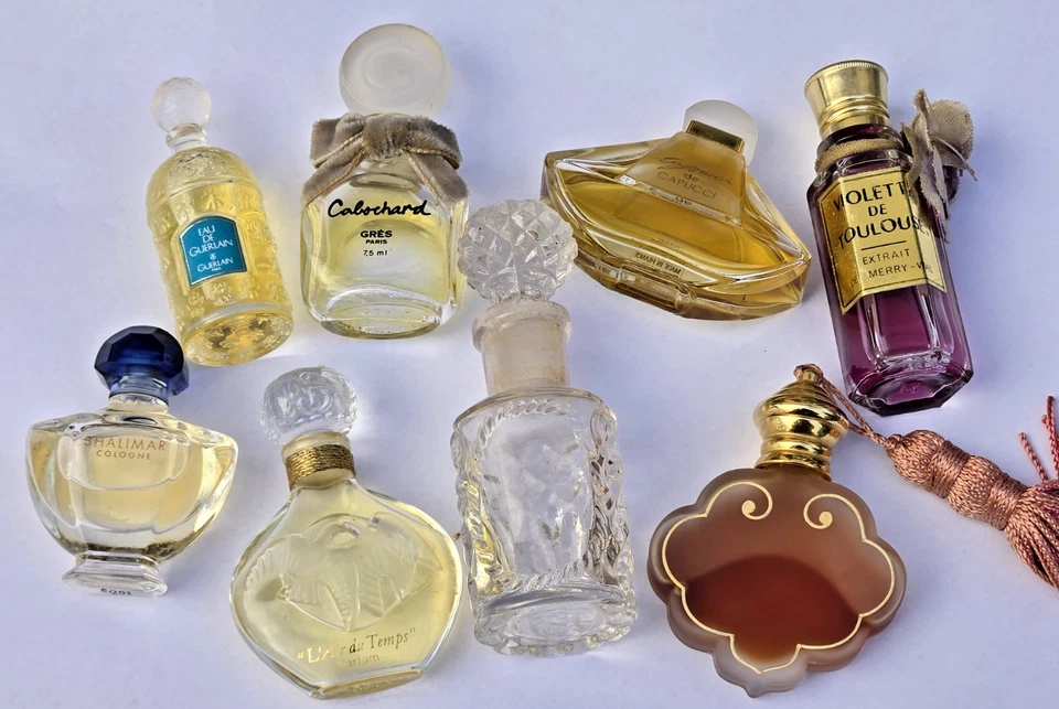 8 Jolies flacons à parfum anciens divers avec bouchons d'origine / Collection - Photo 2/4