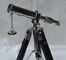 Handmade Brass Telescope with Wooden Stand Nautical Decor, Vintage-Style