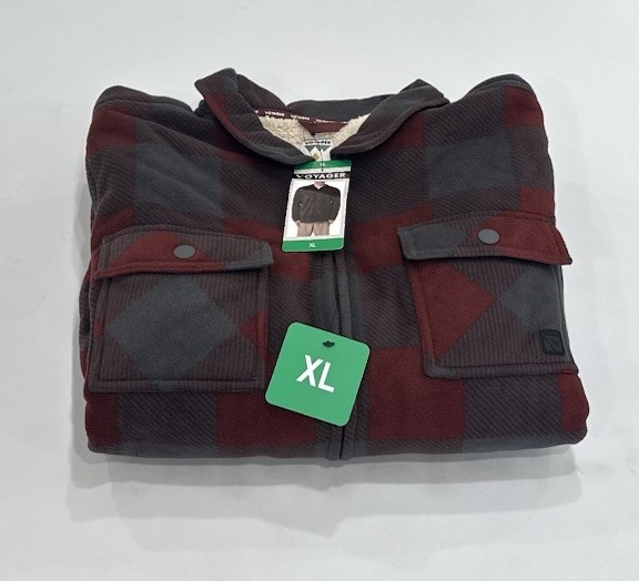 Voyager Men's Full Zip Lined Shirt Jacket, Red, Size XL