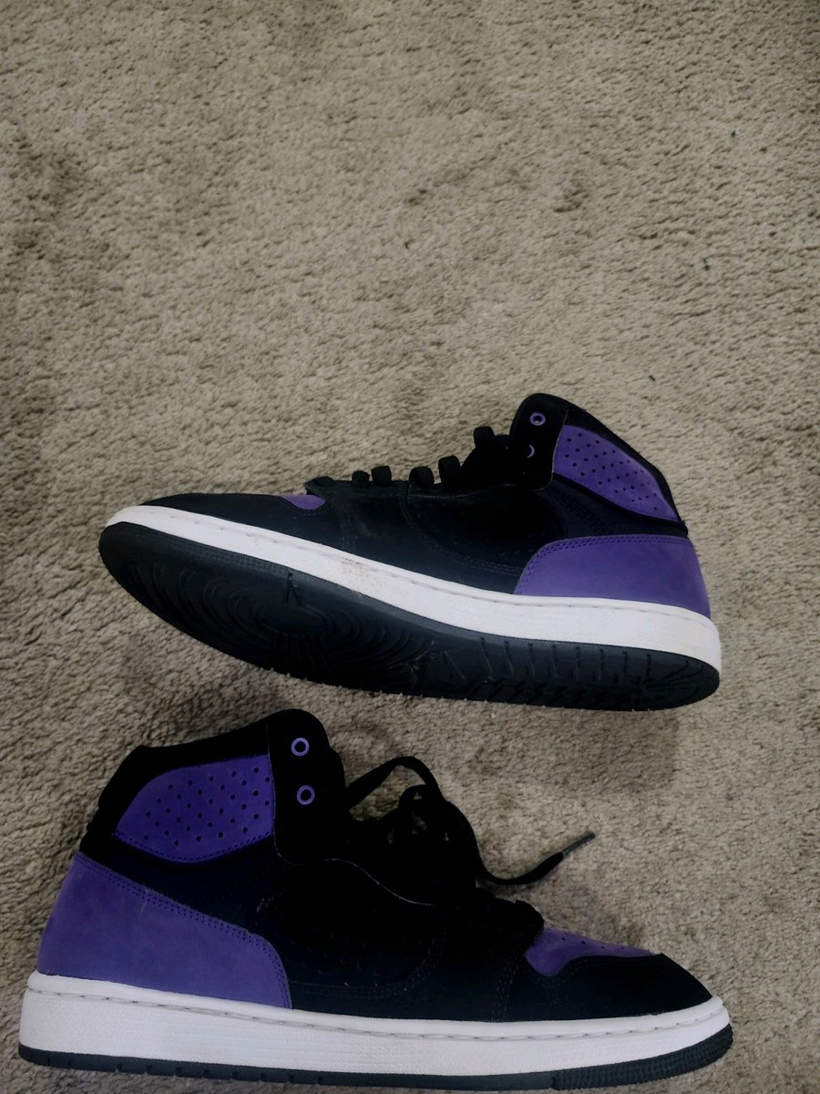 Jordan Access Black/Court Purple Men's Mid Top Leather Sneakers