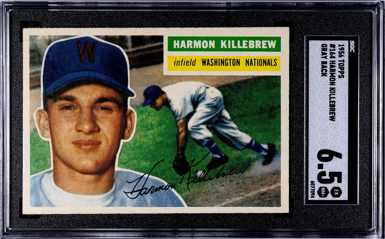 1956 Topps Harmon Killebrew #164 Gray Back SGC 6.5 EX-MT+ CENTERED HAS NM APPEAL