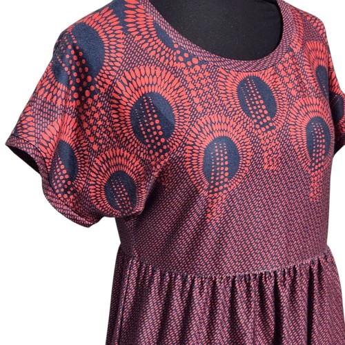 Suzanne Betro Maxi Dress Size Small Red Blue Short Sleeve Knit Casual Stretch - Picture 2 of 13