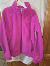 Columbia Fleece Jacket Dark Pink Zip Up Size Medium Or 10/12 Girl Youth