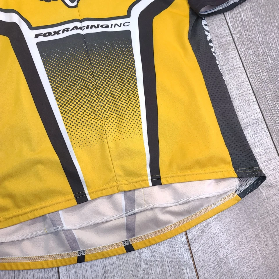 Fox Racing Mens Cycling 3/4 Jersey XXL Yellow Black Cycling Short Sleeve Vintage Foto 3 de 4