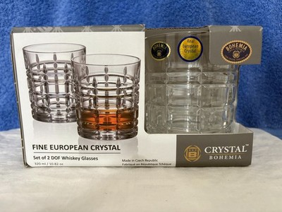 Set Of 2 Crystal Bohemia Double Old Fashioned  24% Lead Crystal Czech Republic